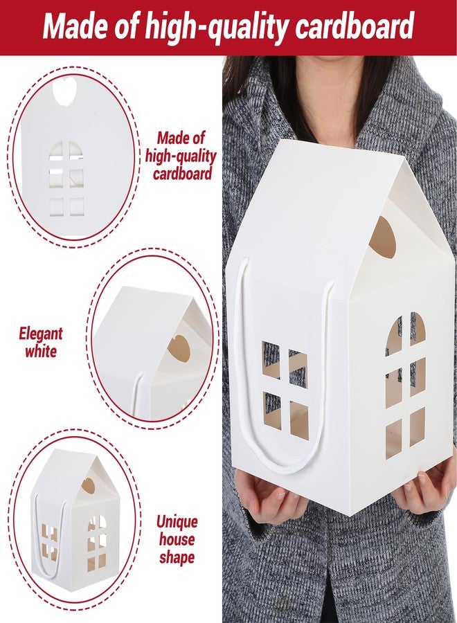 Sinload 10 Pcs Christmas Large House Shaped Gift Boxes with Handles 7.87 x 7.87 x 11.22 Inches Sturdy White Card House Shaped Gift Boxes Large Christmas Box for Presents and Treats - Image 3
